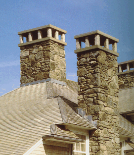 Twin stone chimneys