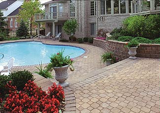 Brick patio and pool surround